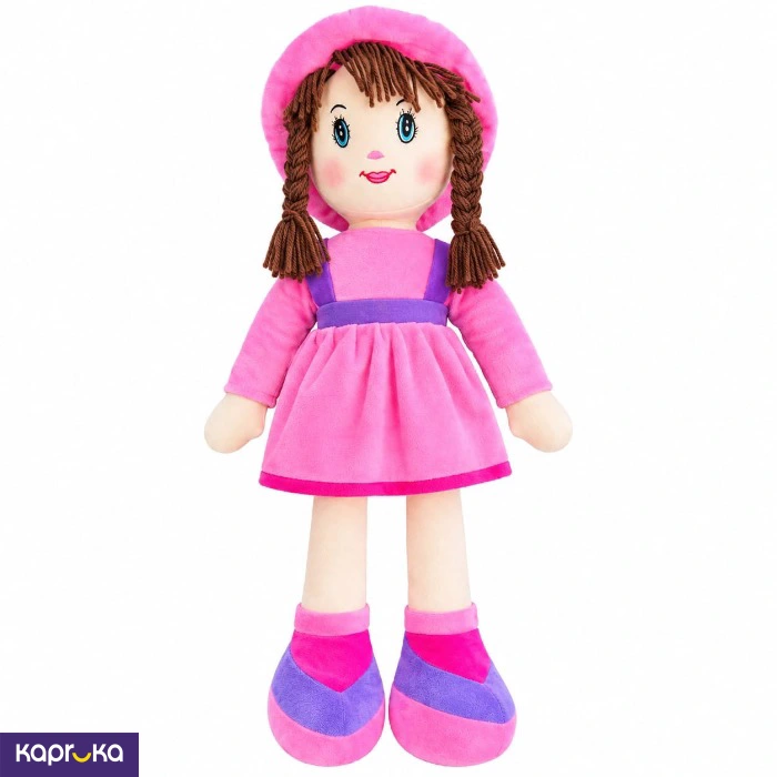 Pink Fashion Rag Doll Soft Plush Doll With Brown Braids 24 Inches