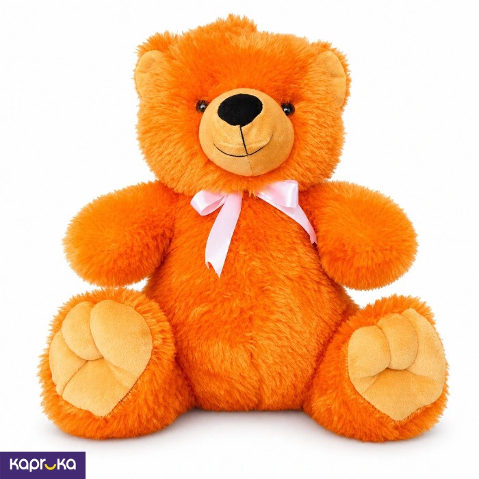 Orange Fluffy Teddy Bear With Ribbon 16 Inches