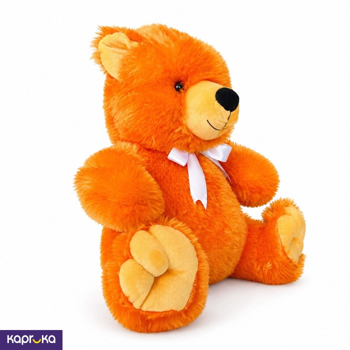 Orange Fluffy Teddy Bear With Ribbon 16 Inches