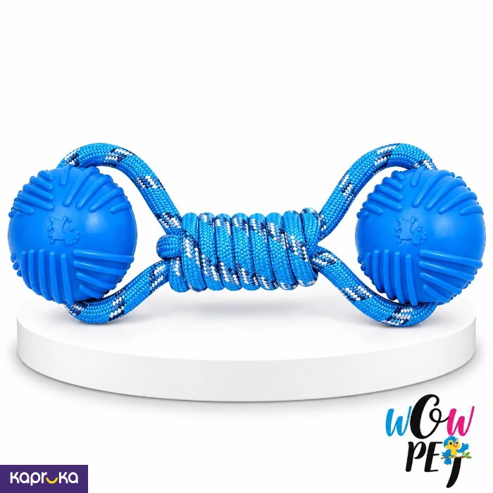 Double Rubber Ball With Rope Toy For Dogs