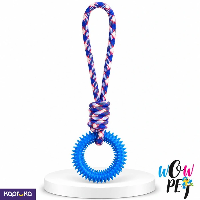 Rubber Dental Ring Toy With Rope For Dogs