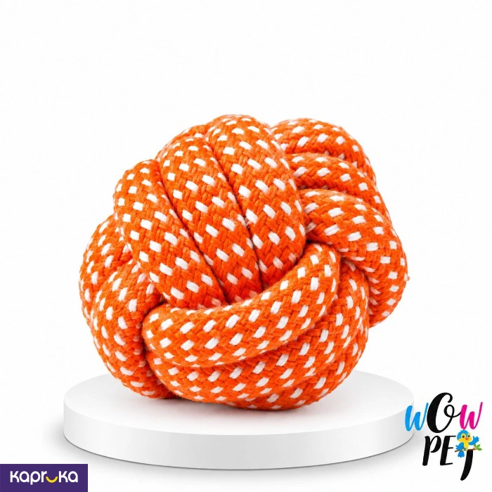 Orange Braided Rope Ball Dog Toy