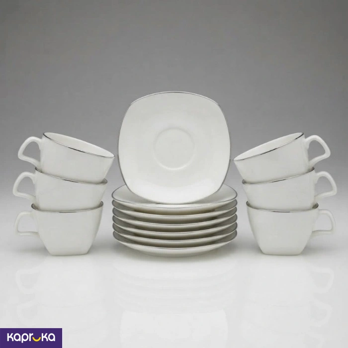 Cherry Platinum Square 12 Pcs Tea Set