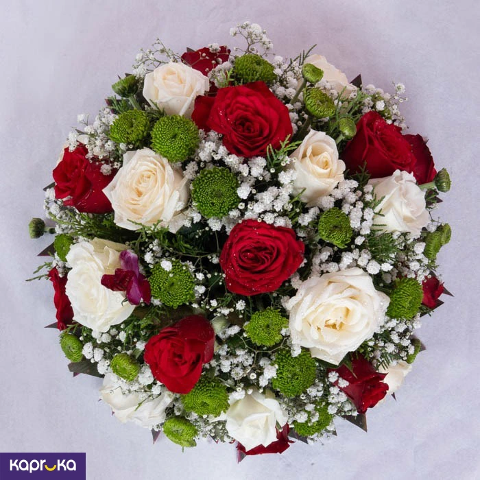 Royal Red And Ivory Rose Posy