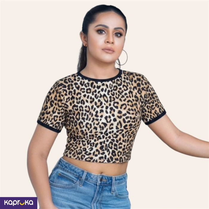 Leopard Print 4 Way Stretch Crop Top
