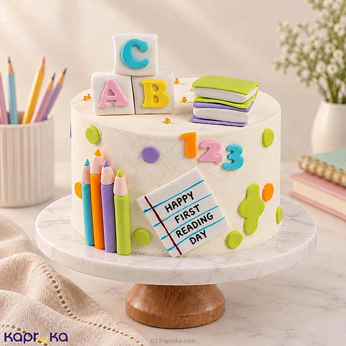 First Letter Reading Ribbon Cake