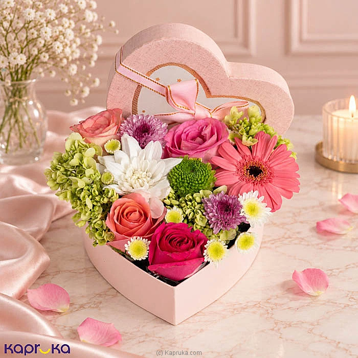 Pink Serenity Pink Red Roses Heart Shaped Flower Arrangement