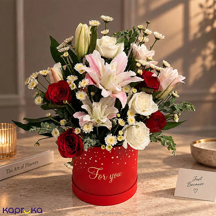 Crimson Lily Red White Rose Flower Arrangement