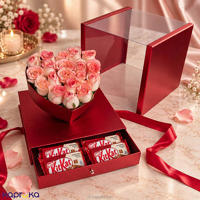 Blush Royale 18 Pink With White- Shaded Roses 4 KitKat Gift Arrangement