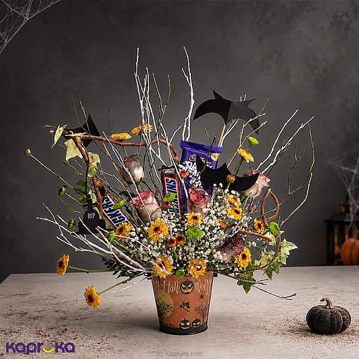 Wicked Treats 5 Pink Shaded Roses Halloween Chocolate Gift Arrangement