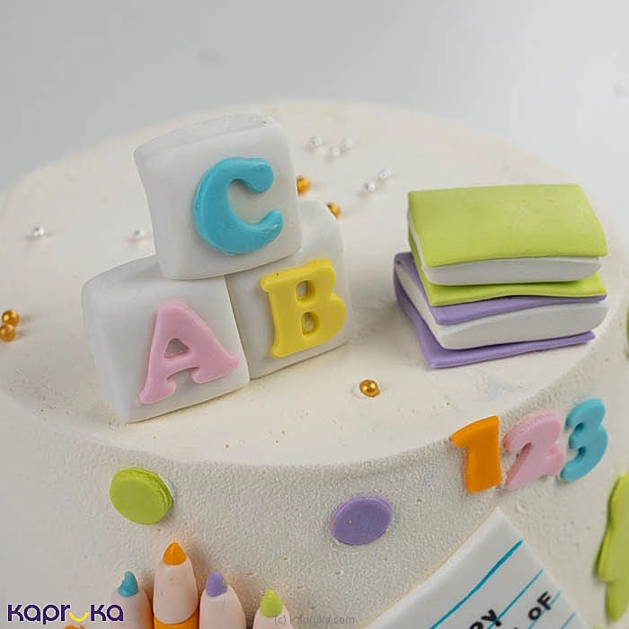 First Letter Reading Ribbon Cake