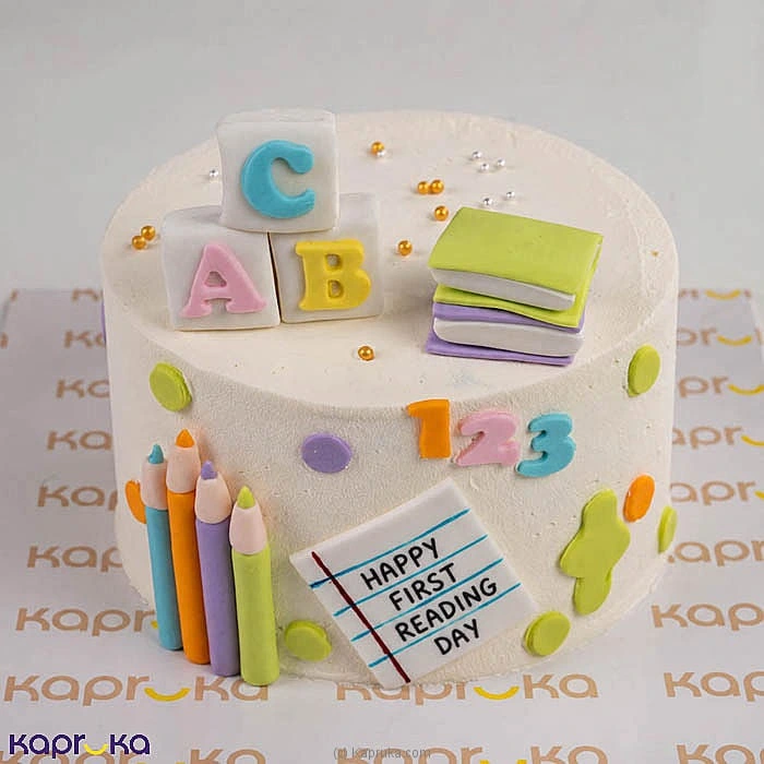 First Letter Reading Ribbon Cake