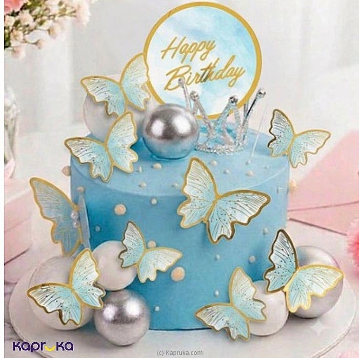 Blue Butterfly Birthday Bento Ribbon Cake