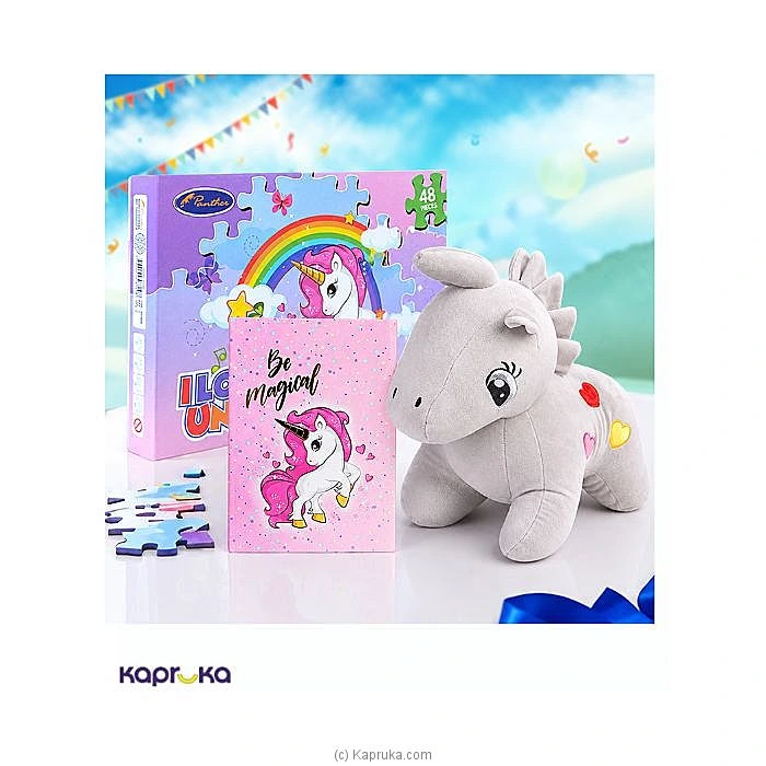 Unicorn Dreams And Misty Moon Gift Set Unicorn Puzzle, A5 Diary And Plush Toy