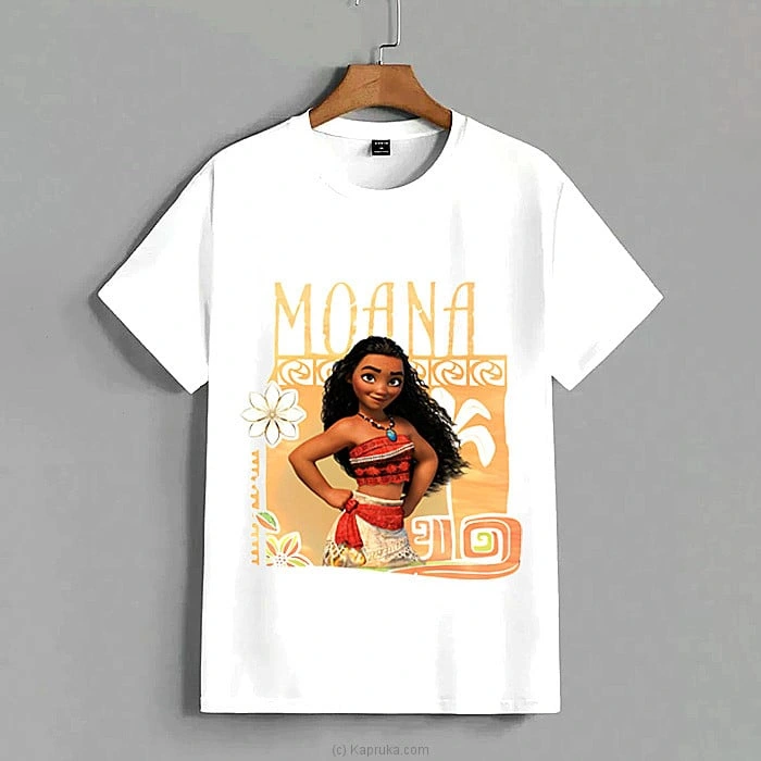 Disney Moana Graphic Printed Kids  Adults Unisex T-Shirt   White (Small)