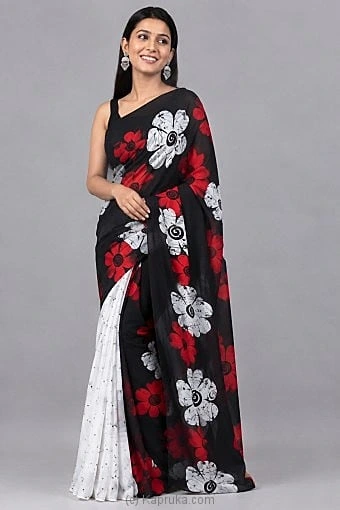 Black Petals Jesmine Batik Saree
