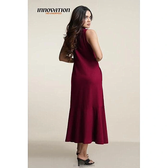 Super Linen Stripes Panel Maxi Dress Red