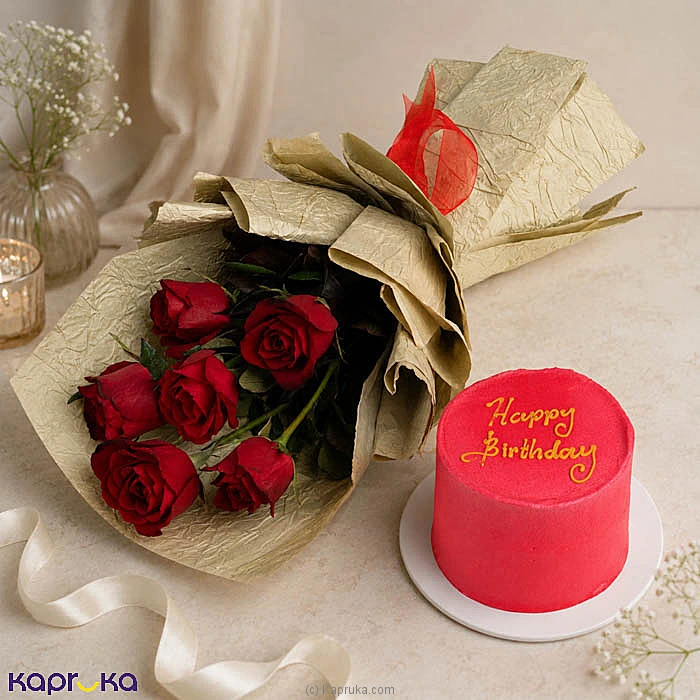The Crimson Bento Celebration Cake Combo With Flowers
