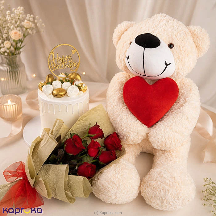 Sweetheart s Dream Rose Bouquet With Cake And Teddy Combo