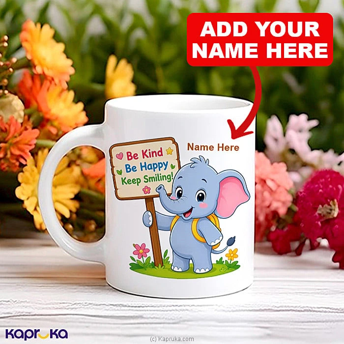 Personalized   Be Kind, Be Happy, Keep Smiling   Cute Elephant Ceramic Mug For Children s Day - 11oz