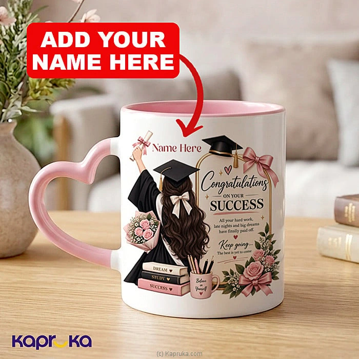 Personalized   Congratulations On Your Success   Graduation Pink Mug For Girl 11oz