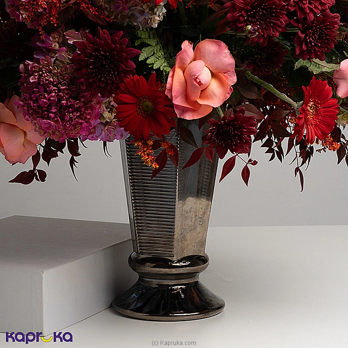 Valoria 15 Pink Roses Red Chrysanthemum Mixed Vase Arrangement
