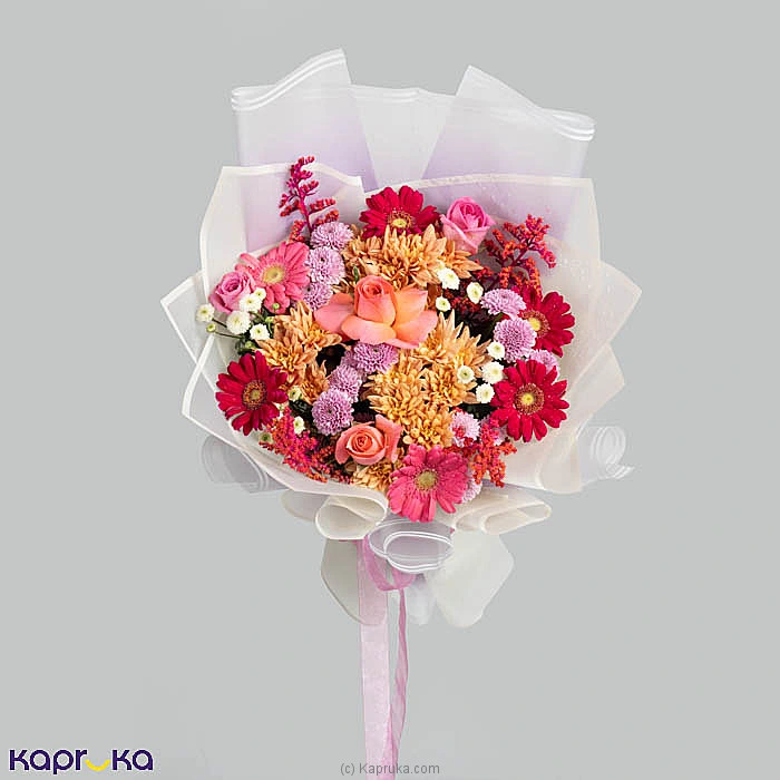 Mirevia 4 Pink Rose Peach Chrysanthemum Bouquet