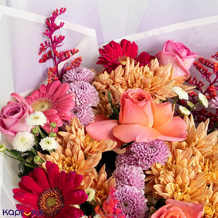Mirevia 4 Pink Rose Peach Chrysanthemum Bouquet