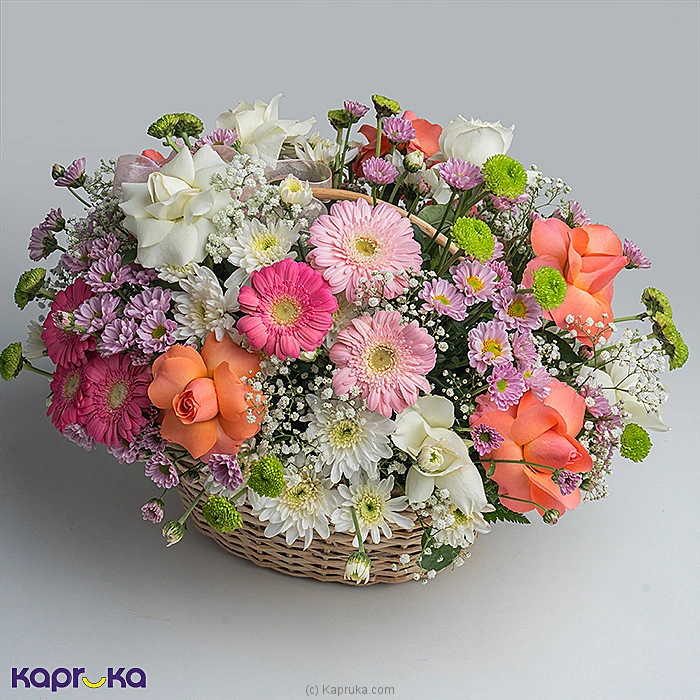 Celestra 6 Pink Roses Mixed Flower Basket
