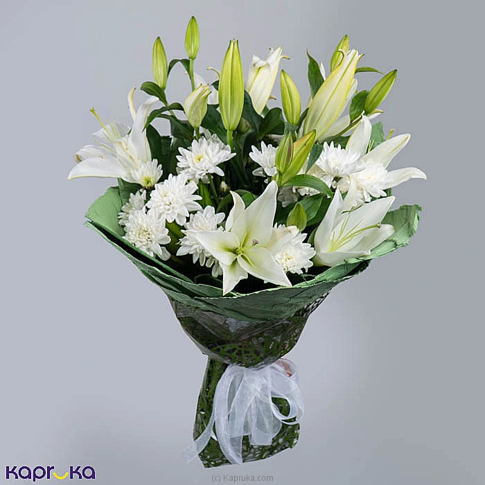 Alviera Tiger Lily 6 White Chrysanthemum Bouquet