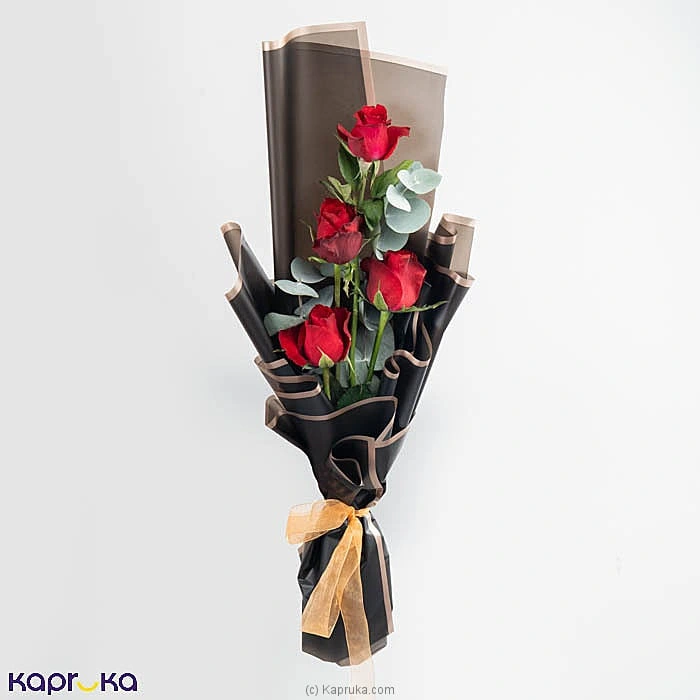 Lovelle 4 Red Roses Eucalyptus Bouquet