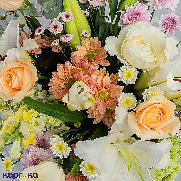Regal Grace White Tiger Lily Peach Rose Boss Day Flower Bouquet
