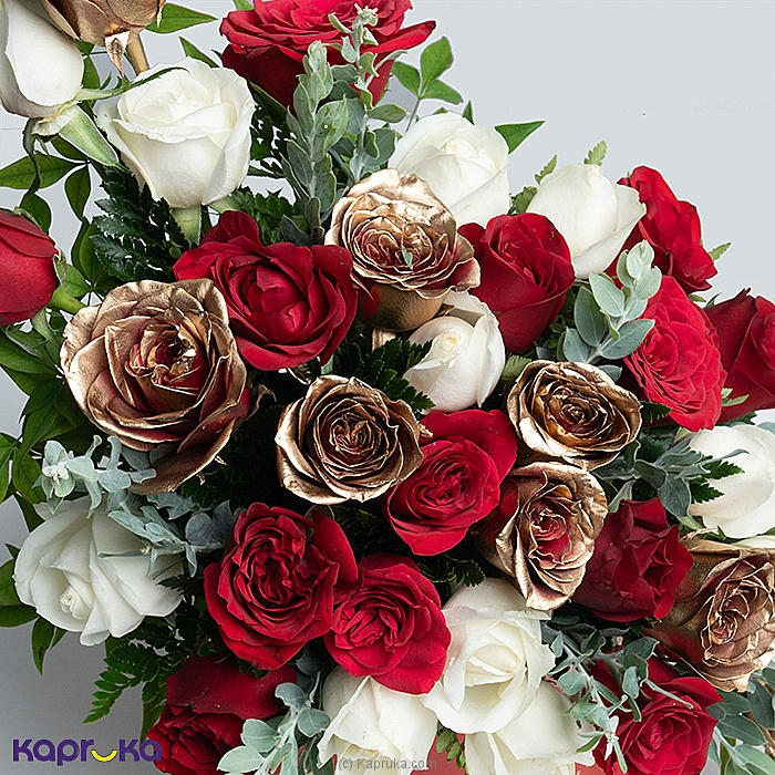 Ruby Royale 22 Red 13 White Roses Flower Arrangement