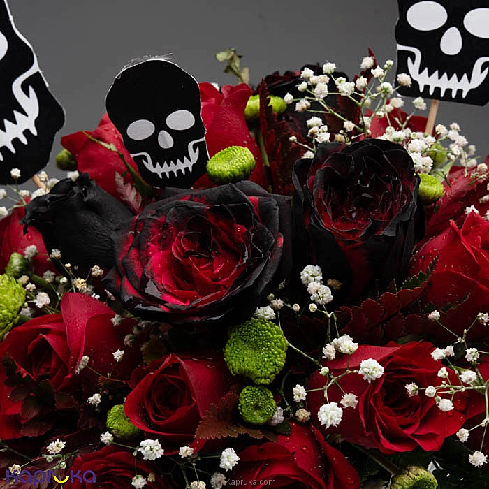 Scarlet Spell 30 Red Roses Halloween Flower Arrangement