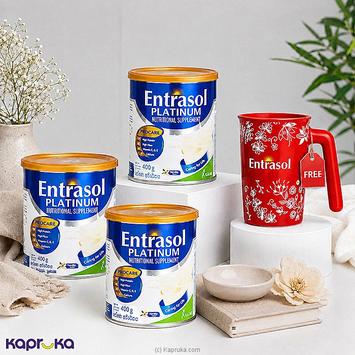 Three Entrasol Platinum Nutritional Supplement- 400g With Free Mug