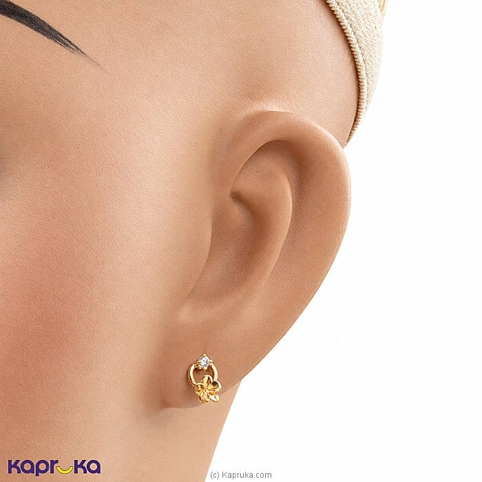 Mallika Hemachandra 22kt Gold Ear Stud With Cubic Zirconia (E286 1)