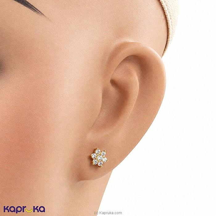 Mallika Hemachandra 22kt Gold Pendant And Ear Stud Set With Cubic Zirconia(P326 3) (E3 2)