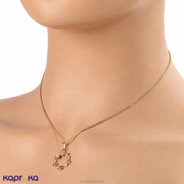 Mallika Hemachandra 22kt Gold Pendant And Ear Stud Set With Cubic Zirconia (P540 1) (E286 1)