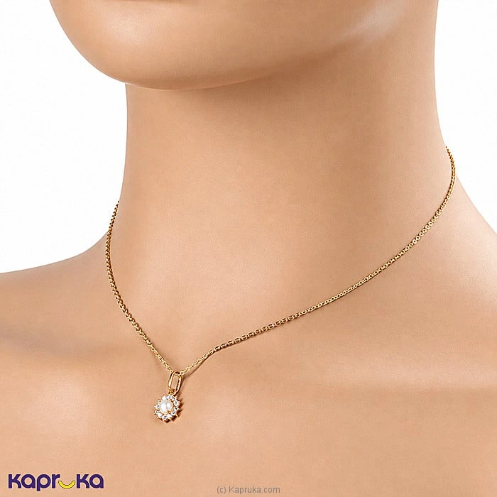 Mallika Hemachandra 22kt Gold Pendant And Ear Stud Set With Pearls And Cubic Zirconia (P1758 4) (E891 1)