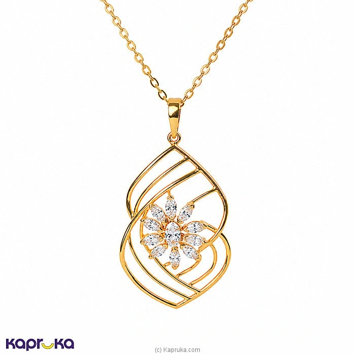 Mallika Hemachandra 22kt Gold Pendant And Ear Stud Set With Cubic Zirconia (P2274 1) (E632 2)