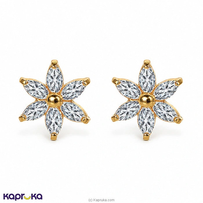 Mallika Hemachandra 22kt Gold Pendant And Ear Stud Set With Cubic Zirconia (P2274 1) (E632 2)