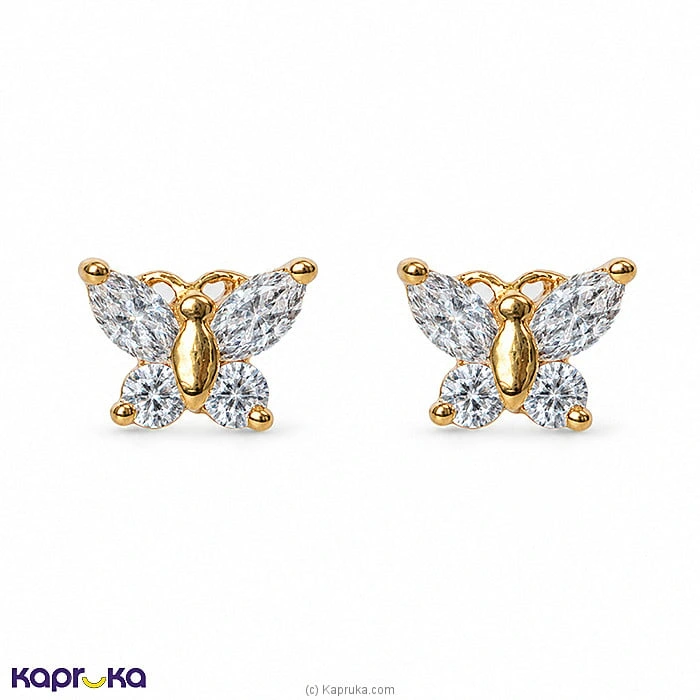 Mallika Hemachandra 22kt Gold Pendant And Ear Stud Set With Cubic Zirconia (P613 1) (E289 3)