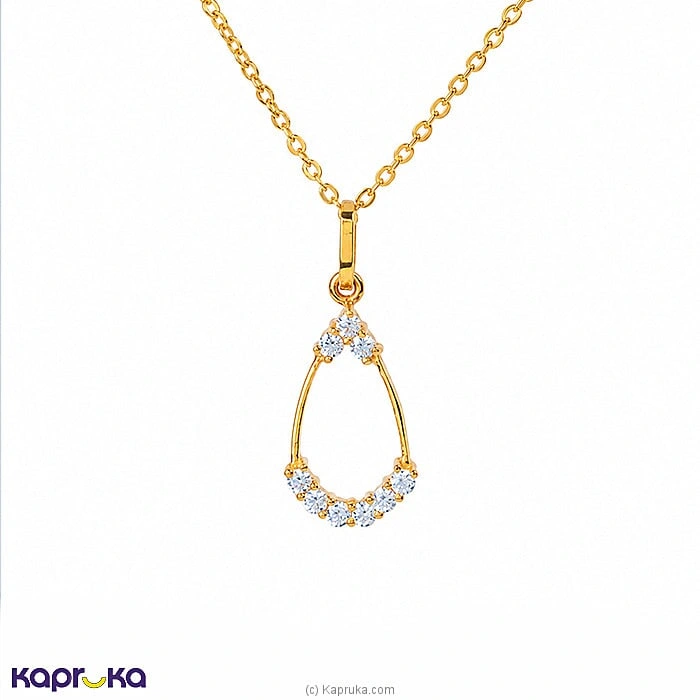 Mallika Hemachandra 22kt Gold Pendant And Ear Stud Set With Cubic Zirconia (E13 12) (P309 1)