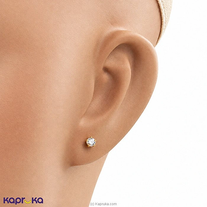 Mallika Hemachandra 22kt Gold Pendant And Ear Stud Set With Cubic Zirconia (E13 12) (P309 1)