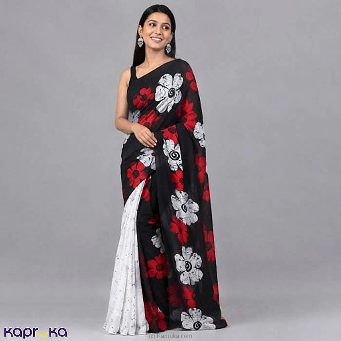 Black Petals Jesmine Batik Saree