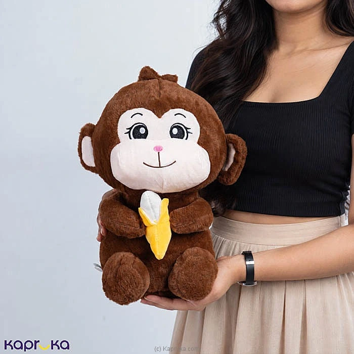 Cute Monkey Plush Soft Toy With Ice Cream - 12 Inches