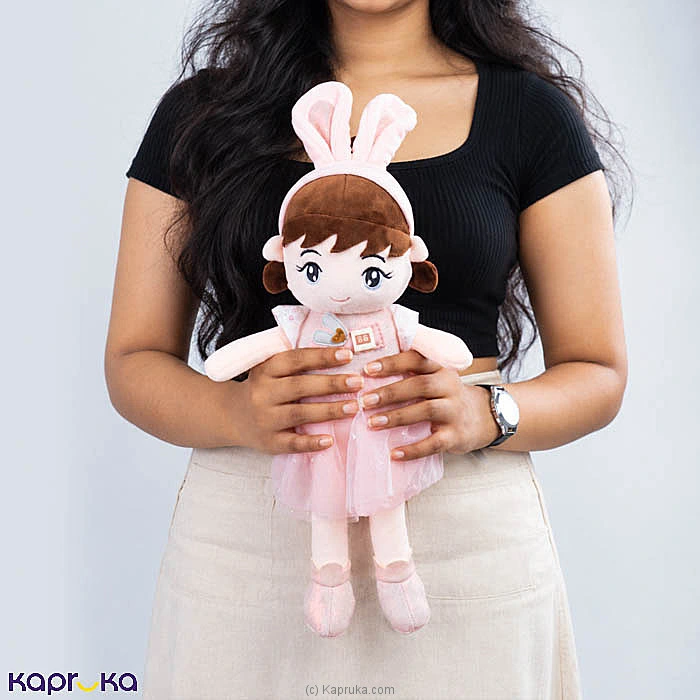 Pink Bunny Ear Dress Girl Plush Doll - 16 Inch