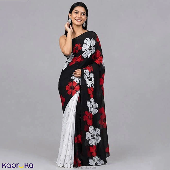 Black Petals Jesmine Batik Saree