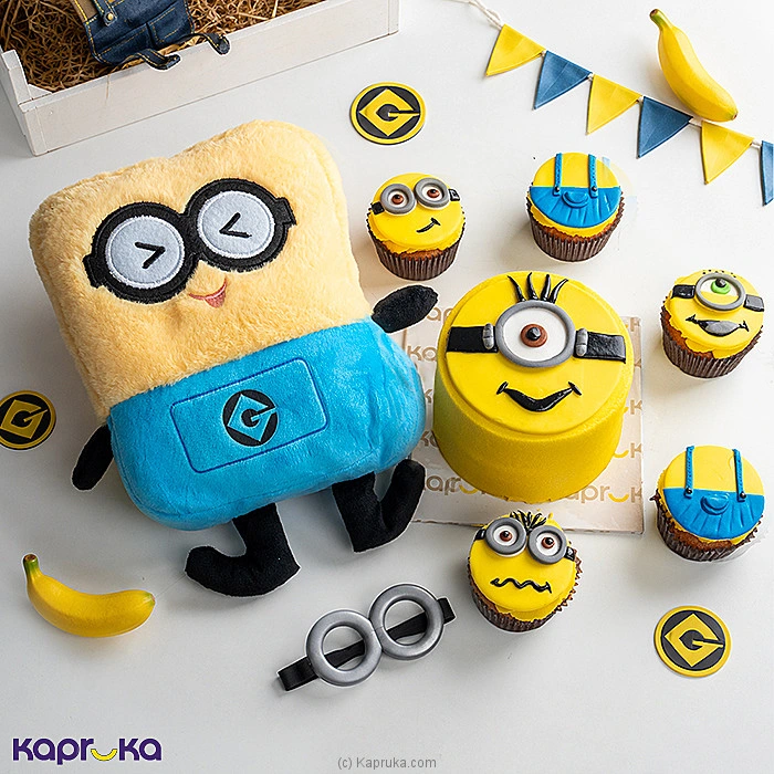 Minion Mania Cake And Cupcake Delight With Minion Plush Toy