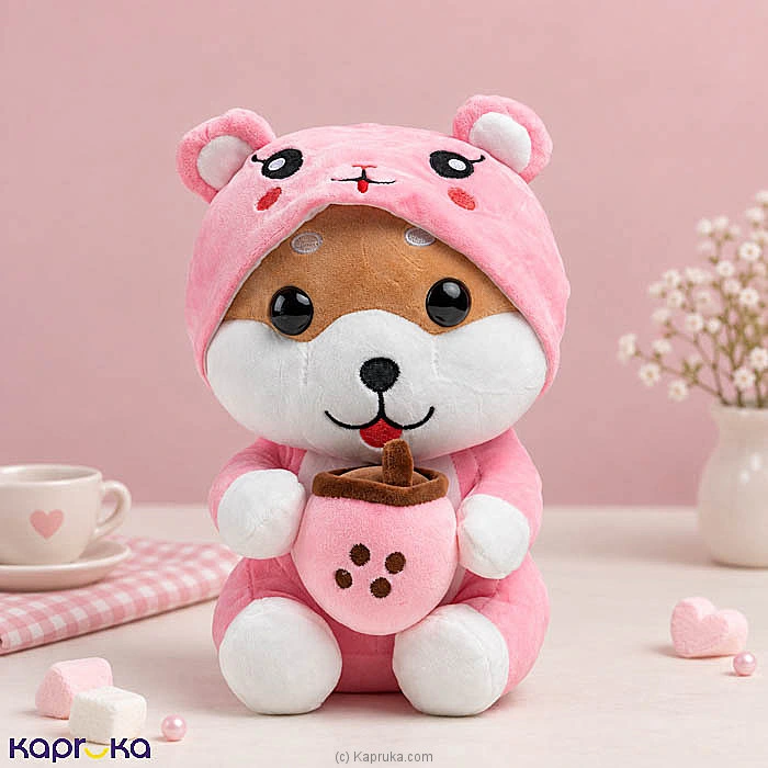 Pink Hoodie Shiba Inu Boba Plush Toy - 11 Inch